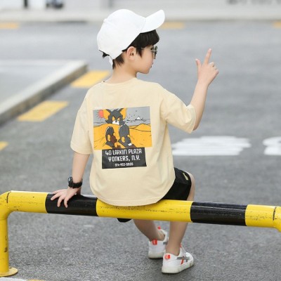 Child and Teen Boys Suit Summer 2021 New Western Style Summer Children's Baby Boy Short Sleeve Overalls Two-Piece Suit Fashion