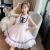 Girls' Summer Dress 2021 New Fashionable Dress Girls' Lady Lace Puff Princess Dress Bow Yarn Skirt