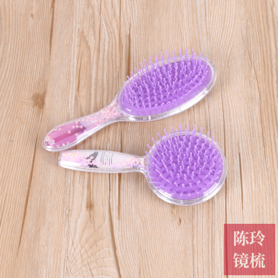 Adorkable Colorful Quicksand Sequin Handle Air Cushion Comb Portable Comb Makeup Comb Good-looking Hot Sale Airbag Comb