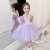 Girls' Dress 2021 Summer Dress New Purple Princess Dress Baby Sequin Formal Dress Pettiskirt Children's Gauze Dress