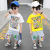 Boys' Short-Sleeved Suit Summer 2021 New Children's Korean Style Western Style Medium and Big Children Denim Two-Piece Suit Baby Summer Clothing