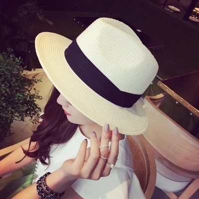 Summer Foldable Sun Protection Sun Hat Viviandan & MiuMiu Panama Straw Hat Beach British Style Top Hat Women