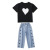 Girls' Suit Summer Love Short-Sleeved T-shirt Jeans Two-Piece Set 2021 New Western Style Wide-Leg Jeans T