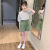 2021 New Summer Korean Style Green Polka Dot Short Sleeve Shorts Two-Piece Suit Medium and Big Children Sweet Culottes Summer Wear Foreign Trade