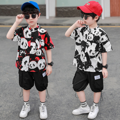 Children's Clothing Boys' Summer Suit Children and Teens Short Sleeve Casual Two-Piece Suit Children Boys' Short Fashionable