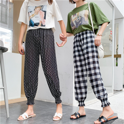 Factory Wholesale Bloomers for Women High Waist Ankle-Tied Loose Slimming Chiffon Ice Silk Thin Summer Adult Anti Mosquito Pants