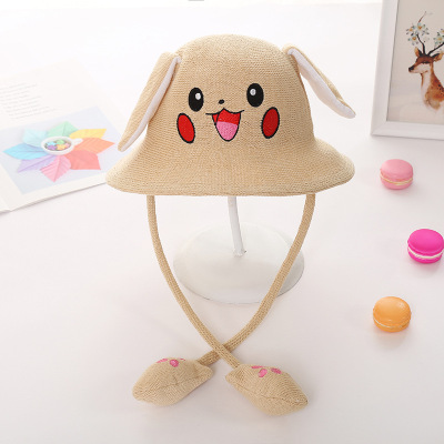 Tiktok Same Style Children's Toy Hat Moving Pikachu Ears Bucket Hat Fashion Baby Sunshade Airbag Cap