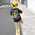 Foreign Trade Korean Style Children's Suit Summer Clothes Children's Smiling Face Graffiti Short Sleeve T-shirt Overalls Two-Piece Set 2021