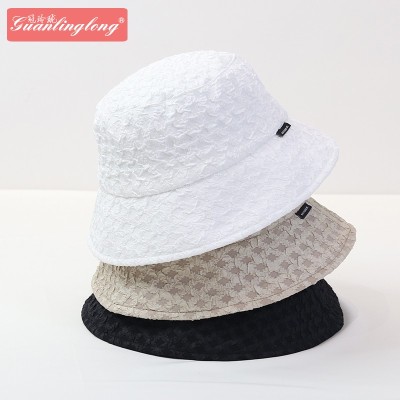 2021 Spring and Summer New Personalized Versatile Pleated Bucket Hat Solid Color Fashion Bucket Hat Spring and Summer Sun Protection Sun Hat