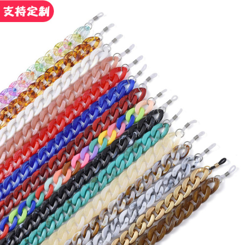 acrylic chain anti-slip glasses chain hawksbill two-color cloud plastic halter mask rope strap cuban buckle