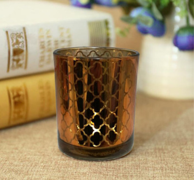 Electroplated Candle Cup, Glass Candlestick, Engraved Candle Cup Candle Cup, with Patterns Pattern Candle Cup