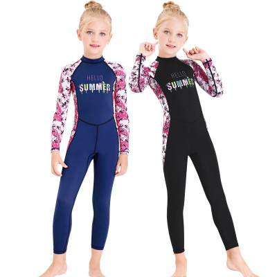 Wholesale New One-Piece Swimsuit for Children Women's Long-Sleeved Diving Suit Children Baby Swimsuit Sun Protection Quick-Drying Hot Spring Suit