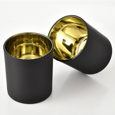 New Candlestick Candle Glass Electroplating Candle Cup Wooden Lid Zinc Alloy Cover Metal Cover