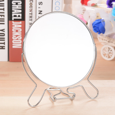 X-8-Inch Large Iron Side Mirror Retro Craft Silver Plated round Double-Sided Mirror Makeup Mirror Dressing Mirror Hairdressing Mirror Wholesale