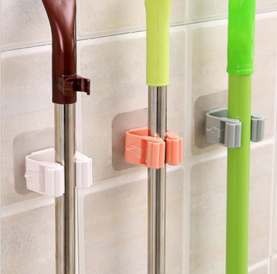 Non-Marking Mop Clip No Punching Hang Broom Rack Hook Holder Strong Seamless Bathroom Wall-Mounted Storage Rack
