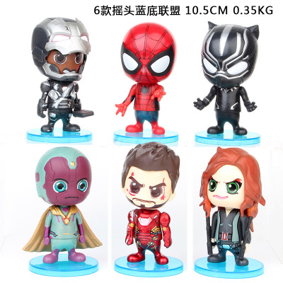 Avengers 4 6 Bobble Head Doll Spider-Man Iron Man Black Panther Phantom Bag Car Decoration