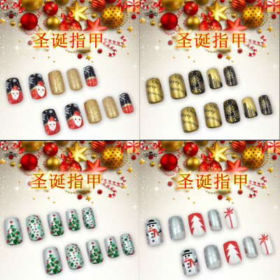 Customizable Foreign Trade Hot Sale Series Holiday Nails Christmas Wear Nail Finished Products 24 Pieces Environmental Protection SGS Test