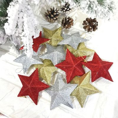 Christmas XINGX Gold Powder Five-Pointed Star Sticky Powder Blow Molding Five-Pointed Star Multi-Color Optional Christmas Tree Decorations Hot Sale