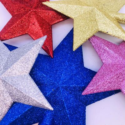 Christmas Tree-Top Star Five-Pointed Star Three-Dimensional Dusting Powder Multi-Color Five-Star 20cm Tree-Top Star Christmas Decorations