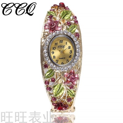 New Classic Fashion Bracelet Watch Women's Watch Creative Flower Rhinestone-Embedded Casual Women's Quartz Watch