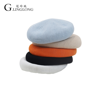 Summer New Breathable Fashion All-Match Beret Women's British Knitted HatPP Sweatband Beret