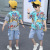 Children's Clothing Boys Summer Suit 2021 New Short Sleeve Trending Cover Summer Western Style Medium and Big Children Boy Two-Piece Suit Fashion