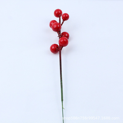 Christmas Simulation Chinese Hawthorn 7 Head Berry Branch Wholesale Pinecone Decoration Chinese Hawthorn Twig Cutting Christmas Tree Decoration Supplies Shooting Props
