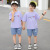 Children's Sister-Brother Clothes Summer Short-Sleeved Suit 2021 New Cartoon T-shirt Casual Jeans Two-Piece Suit