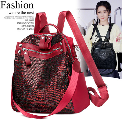 Fashionable Sequins Backpack Women's  New Korean Style Fashionable Oxford Casual All-Match Multifunctional Small Travel Backpack