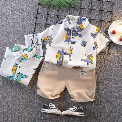 Boys Summer Suit Fashion Baby Short-Sleeved Shorts Two-Piece Children's Summer Shirt Outfit Korean Fashion 2021