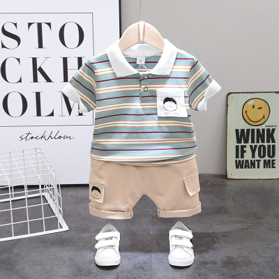 Men's Little Kids' Short Sleeve Suit 2021 New Children's Summer Clothing Baby Two-Piece Suit Boys Summer Fashion and Handsome Western Style