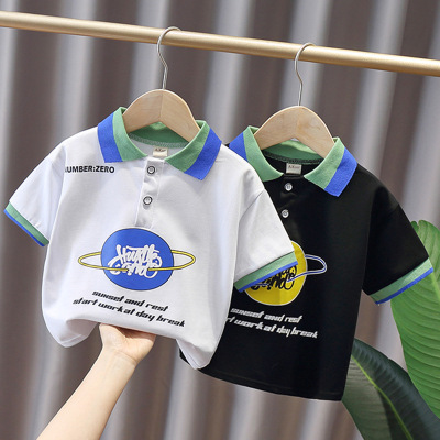 1449 Boys' Polo Shirt Summer Clothes Children's Small and Older Children's Short Sleeve T-shirt Boys' Summer 2021 New Korean Style Top