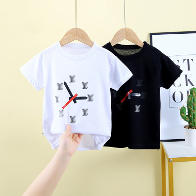 2021 Summer New Girls' Cartoon Short Sleeve T-shirt Baby Girls' Korean Fashion round Neck Casual Top Trendy Children's Clothing