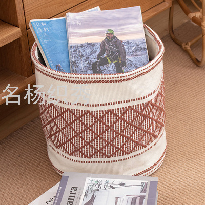 Celadon Cotton Braided Household Fabrics Round Storage Basket Four Colors Available Nordic Style Desktop Sundries Storage Bag