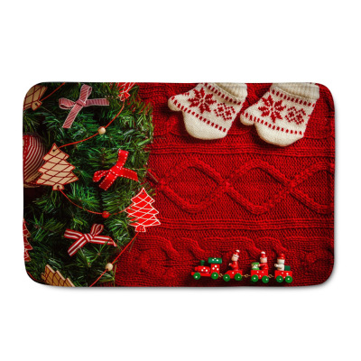 AliExpress Amazon Floor Mat Christmas Creative Pattern Custom Door Mat Can Be Sent on Behalf of Flannel Floor Mat