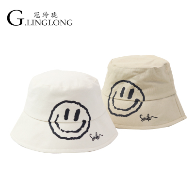 2021 Summer New Smiley Face Printing Bucket Hat Korean Style Casual All-Match Hat Sun-Proof Basin Hat Female Younger