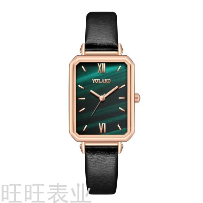 Fashion Simple Graceful Mori Style Watch Female Malachite Texture Dial Ladies Small Square Watch Factory Direct Sales