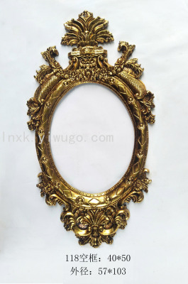 Factory Direct Sales Photo Frame Oil Painting Arch Plate Mirror Decorative Painting European Photo Frame