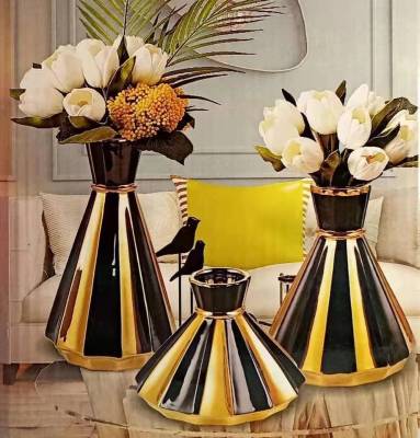 European-Style Golden Ceramic Vase Living Room Dining Table Home Decoration Ornaments