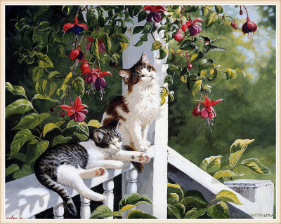 DIY Two Cats Red Flower Living Room Decorative Painting Cross Stitch 5D Full Diamond Hanging Painting Crafts AME Foreign Trade Popular Style Wholesale