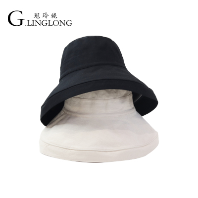 Summer Versatile Cotton Bucket Hat Japanese Summer Thin Monochrome High-Profile Figure Ins Style Sun Protection Sun Hat