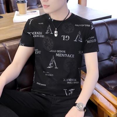 Men's 2021 New Short-Sleeved T-shirt Men's Personality Fashion Ins Trendy Loose Hong Kong Style Men's Fashion Clothes Trendy