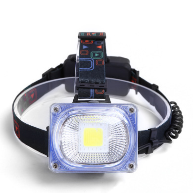 Led Rechargeable Head-Mounted Cob Working Headlight Outdoor Fishing Red and Blue Flash Multi-Functional Emergency Lamp