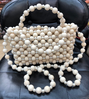 Wooden Bead Beaded Bag DIY Material Bag Beads Hand-Woven Women Hand-Carrying Crossbody Bag Ins Style Mini Bag