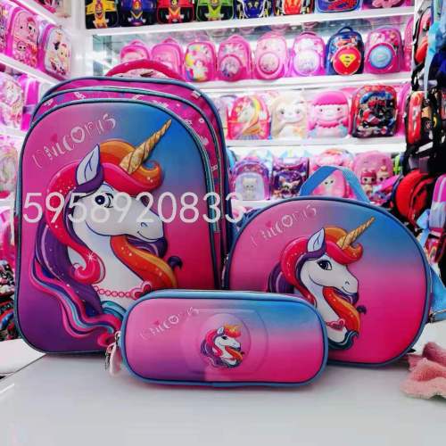 Factory Direct Sales Schoolbag Backpack Cartoon Bag Backpack 3D Bag Children‘s Bags School Bag Gift Bag Trolley Bag