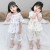 Girls' Lace Pajamas Summer 2020 New Baby Girls' Children Cotton Short Sleeve Homewear Set Thin Air Conditioning Room Clothes Fashion