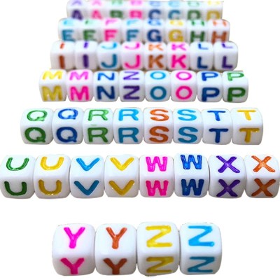 Factory Wholesale Beads Acrylic DIY Beads 6x6mm White Background Color Words