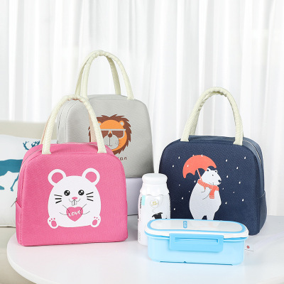 Insulated Lunch Box Bag Handbag Students Work Hand Bag Thickened Aluminum Foil Strip Lunch Bag Cartoon Bento Bag