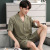 Peyan Modal Summer Thin Men's Youth Pajamas Short-Sleeved Shorts Solid Color Casual Cardigan Lapel Homewear