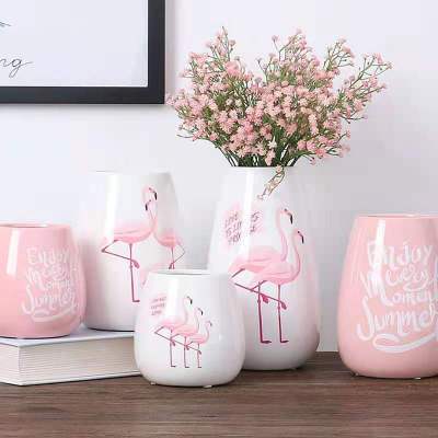 Nordic Flamingo Ceramic Vase Decoration Living Room Flower Arrangement Dried Flower Fresh Furnishings Decorative Creative Ornaments